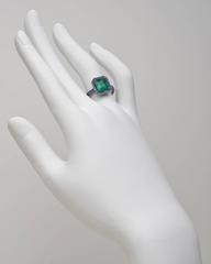 Manuel Bouvier 2.45 Carat Colombian Emerald Sapphire Gold Ring