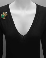 Tiffany & Co. Large Emerald Ruby Diamond Gold Turtle Brooch