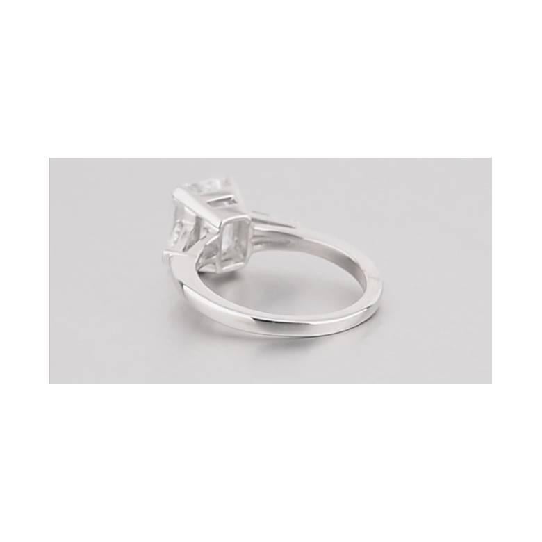 Women's 3.21 Carat GIA Emerald Cut Diamond Platinum Engagement Ring