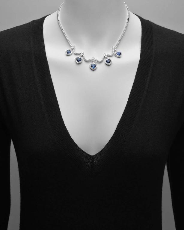 Sapphire Diamond Gold Fringe Collar Necklace at 1stDibs
