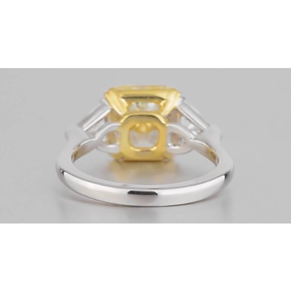 Trillion Cut 4.20 Carat Fancy Yellow Diamond Ring