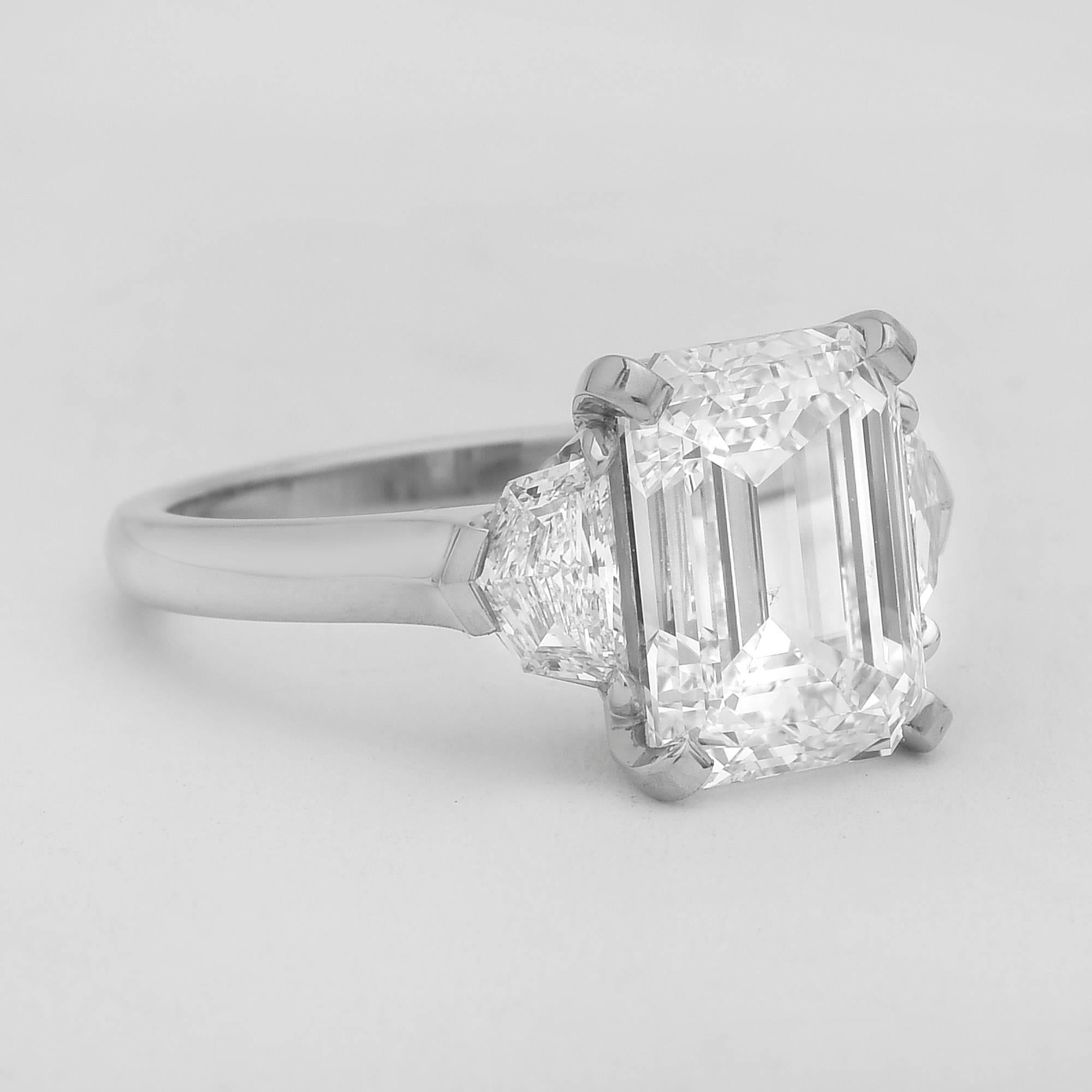 Betteridge GIA Report 4.11 Carat Emerald-Cut Diamond Engagement Ring 2