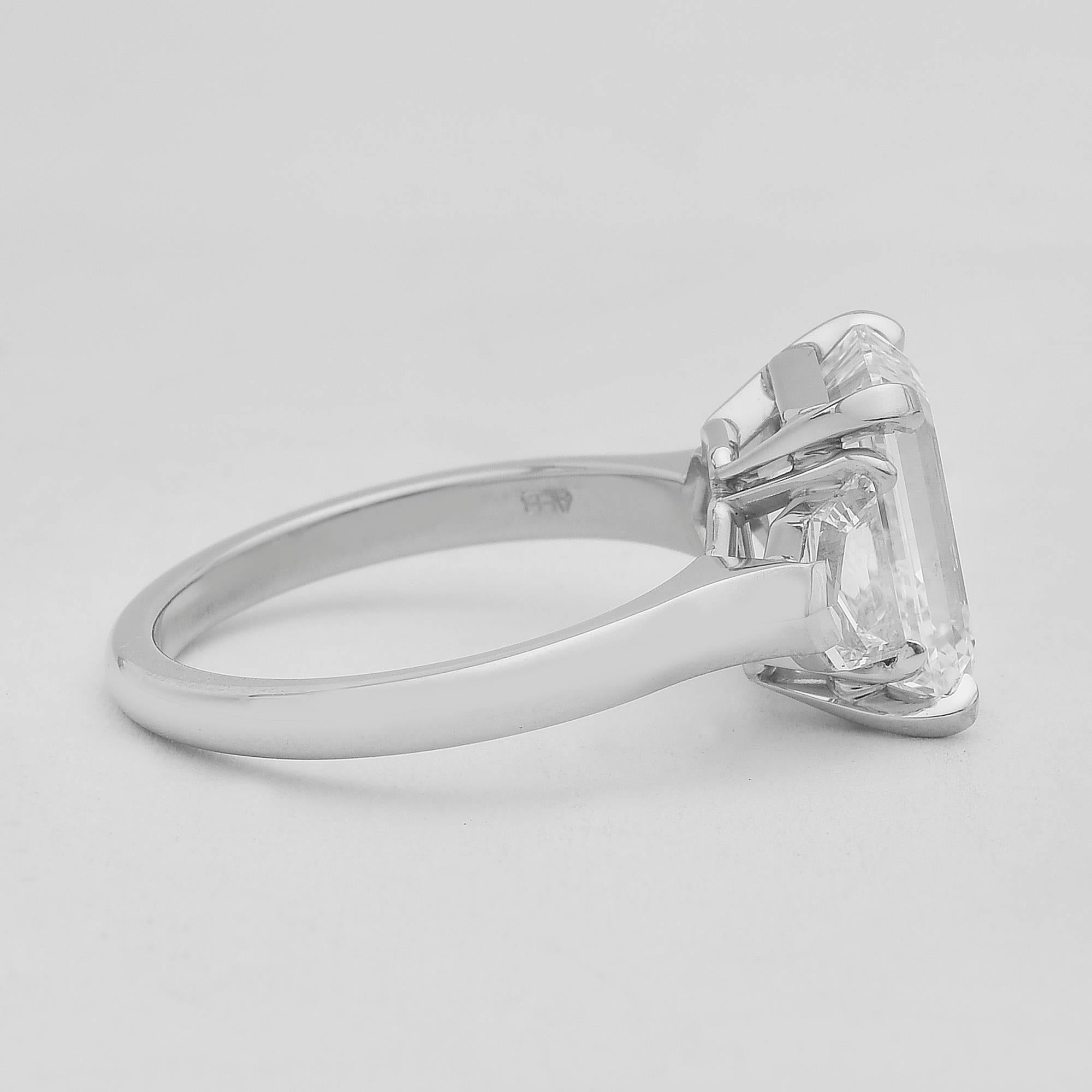 Betteridge GIA Report 4.11 Carat Emerald-Cut Diamond Engagement Ring 3