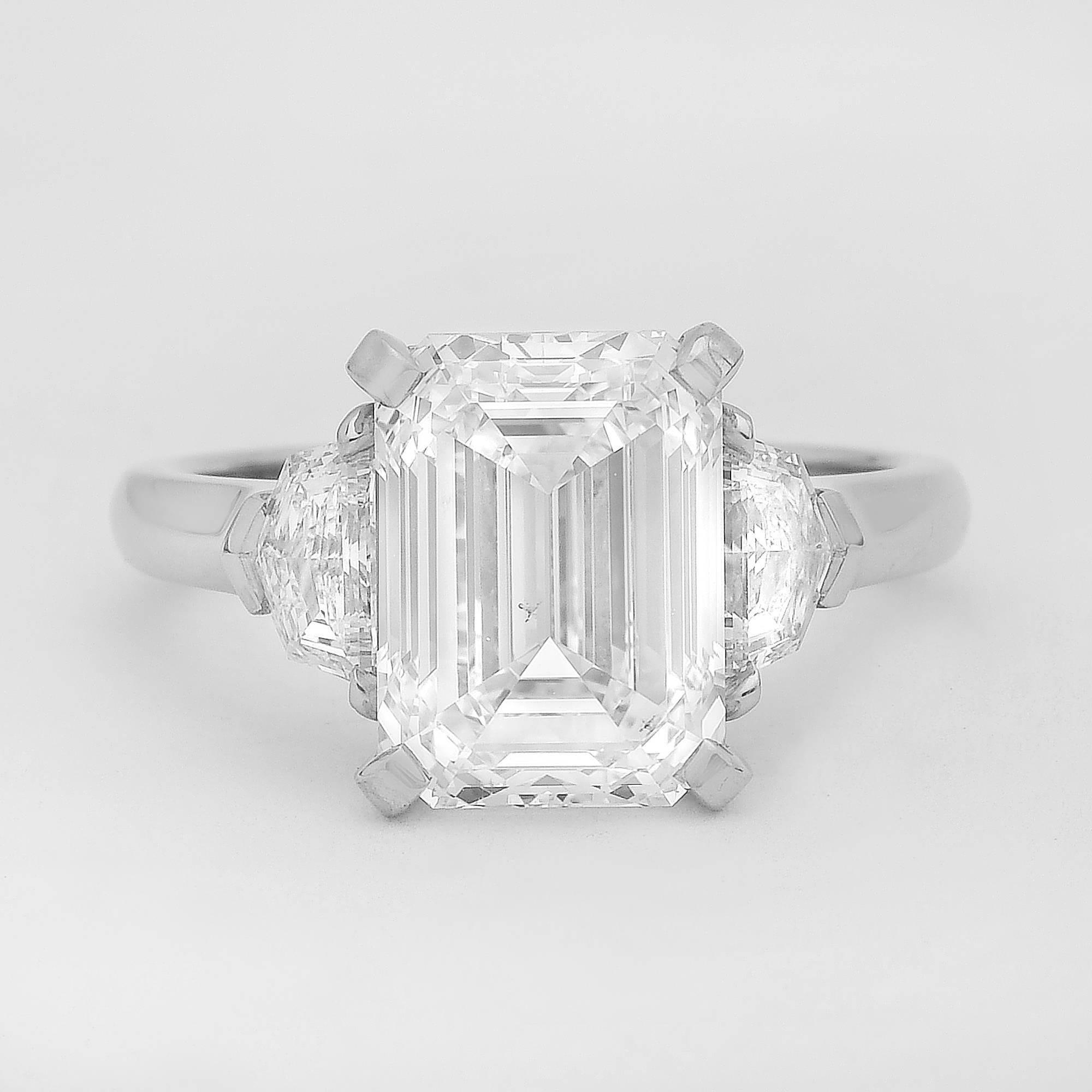 Betteridge GIA Report 4.11 Carat Emerald-Cut Diamond Engagement Ring 1