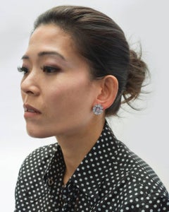 Martin Katz Fancy Intense Pink Colorless Diamond Cluster Earrings