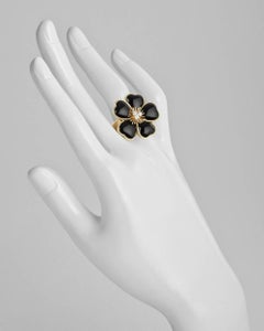 Van Cleef & Arpels Black Onyx Diamond Rose de Noel Ring