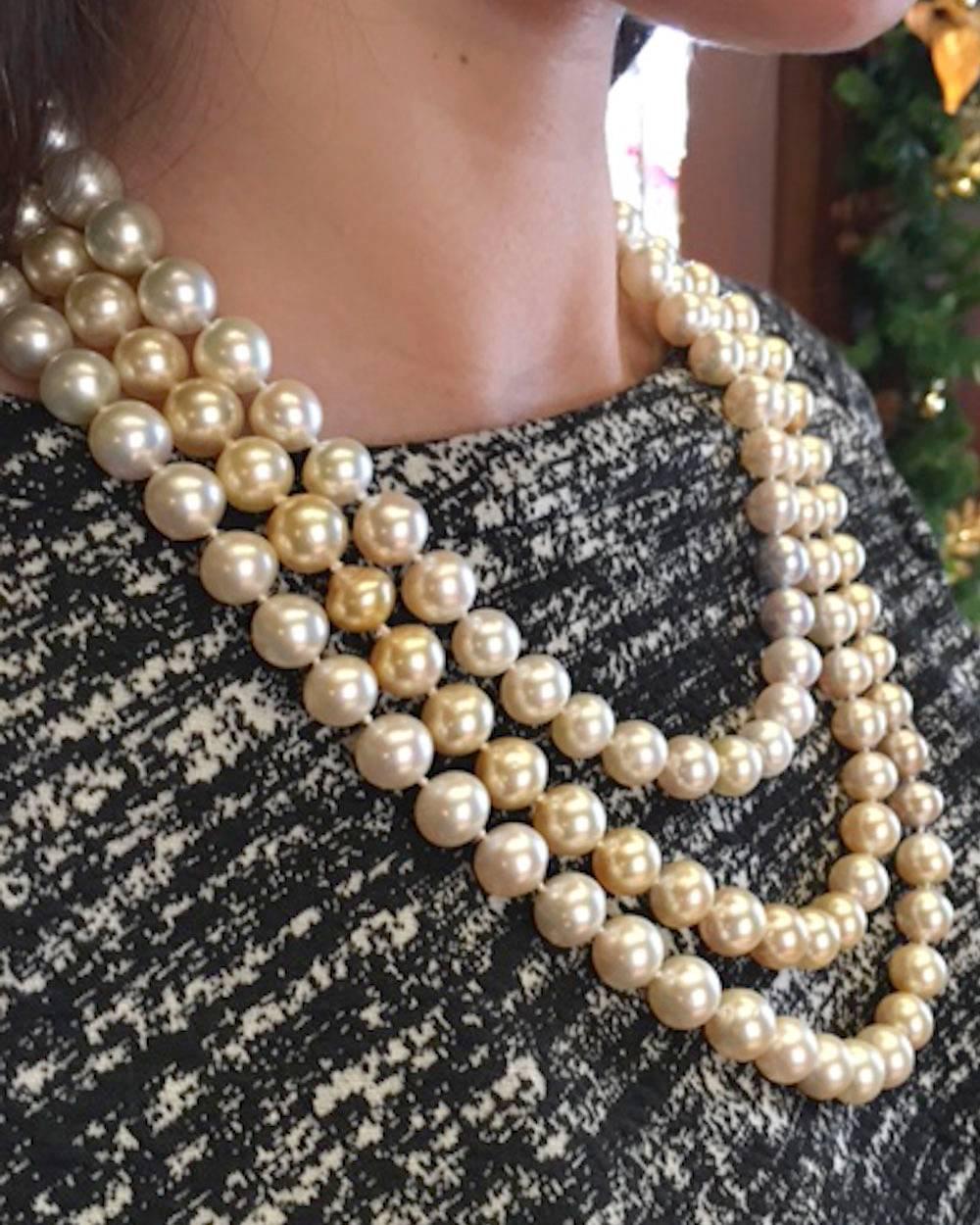 Multicolored South Sea Pearl Long Wrap Necklace In Excellent Condition In Greenwich, CT