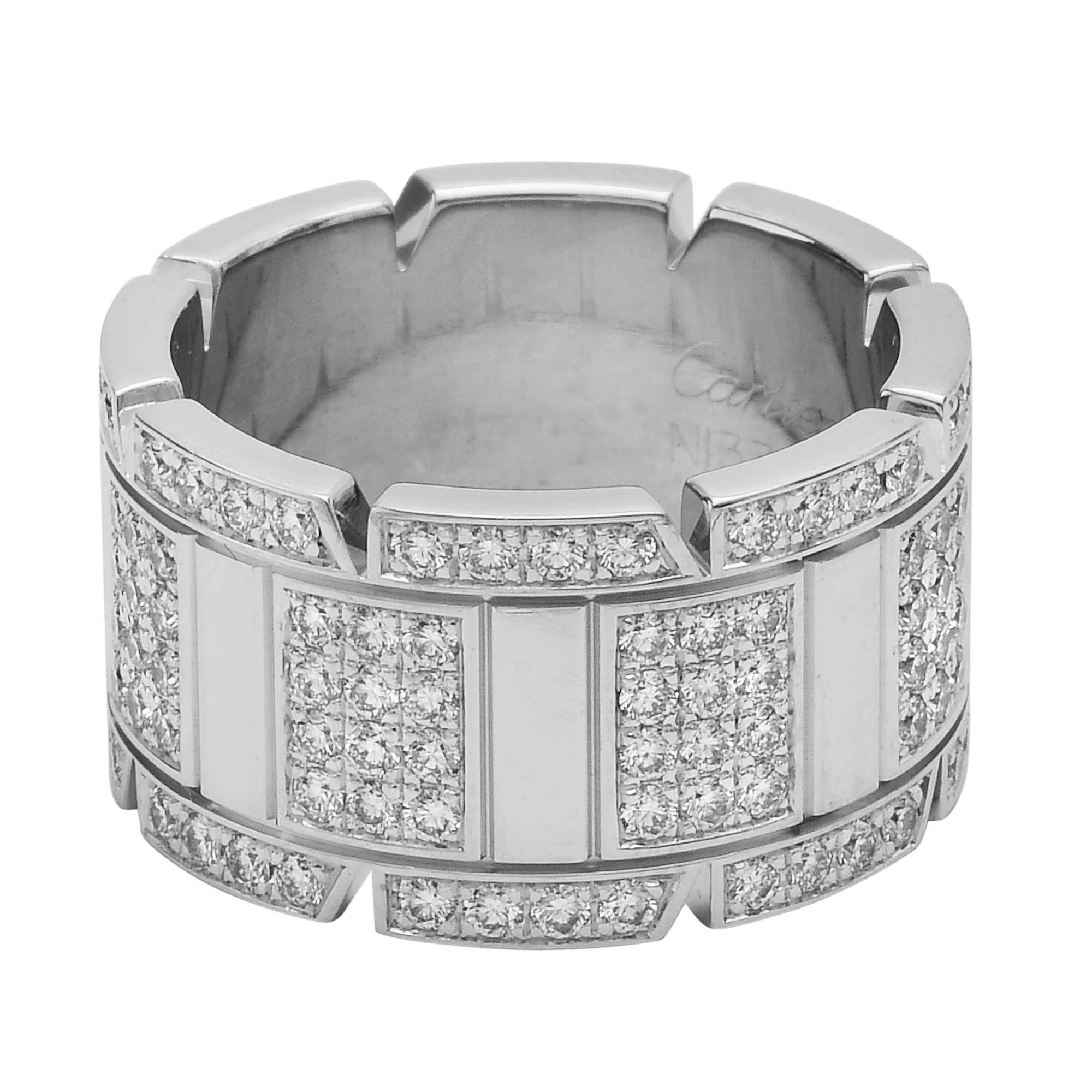 Cartier White Gold Diamond Tank Francaise Band Ring
