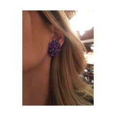 Peggy Stephaich Guinness Amethyst Apatite Gold Cluster Earrings