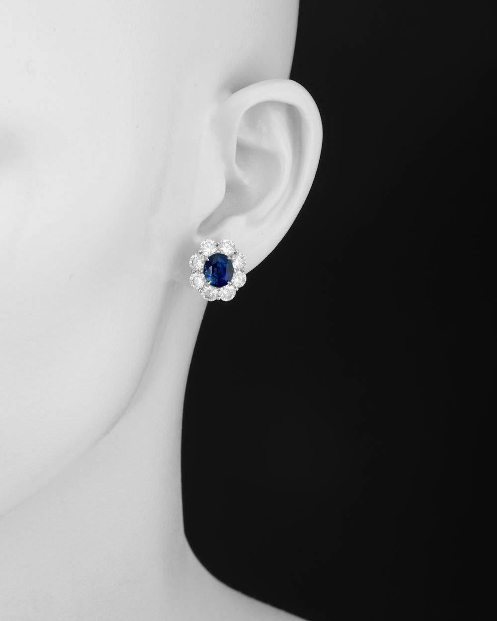 Women's Sapphire Diamond Cluster Earrings