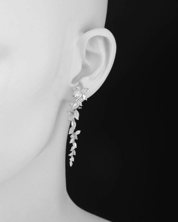 Paul Morelli White Gold And Diamond Laurel Leaf Drop Earrings At Laurel Leaf Drop Earrings In 18k White Gold With Pavé Diamonds The