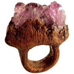 Vintage Druzy Amethyst Copper Ring