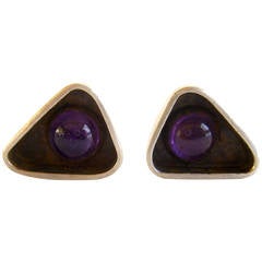 Ed Wiener Amethyst Sterling Silver Cufflinks