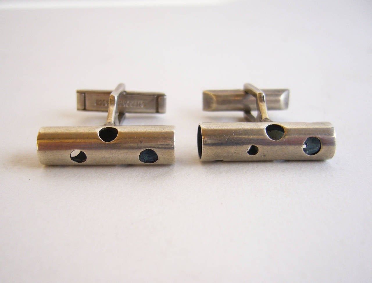 Modernist Everett MacDonald Sterling Perforated Cufflinks