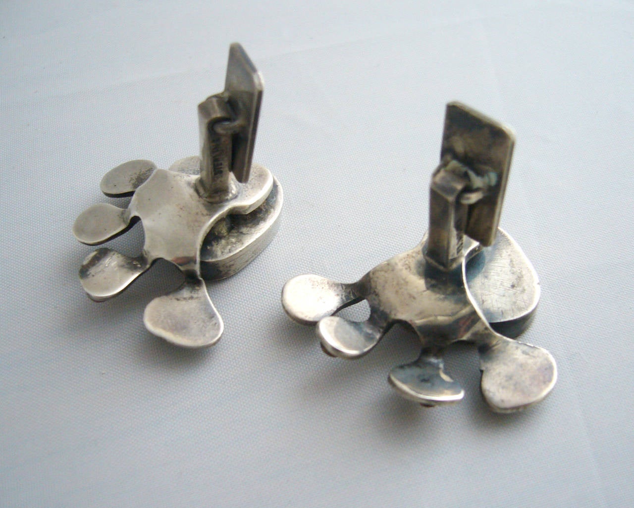 Modernist Rare Ed Wiener Sterling Silver Copper Cufflinks