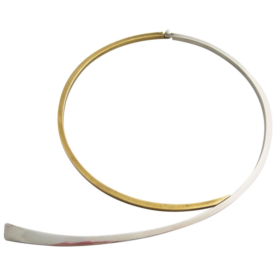 Betty Cooke Sterling Brass Choker Necklace