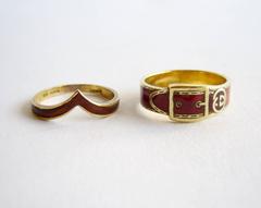 Gucci Enamel Gold Stacking Buckle Rings