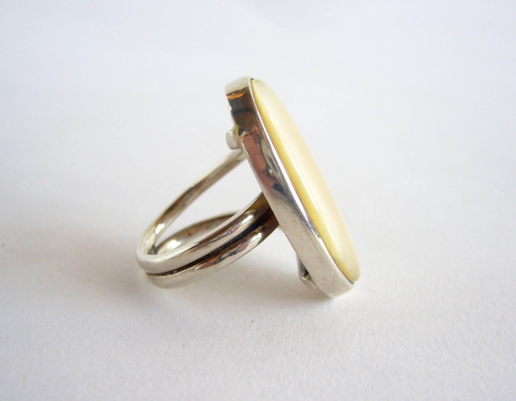 Jack Nutting Sterling Silver Bone Modernist Ring In Excellent Condition In Palm Springs, CA