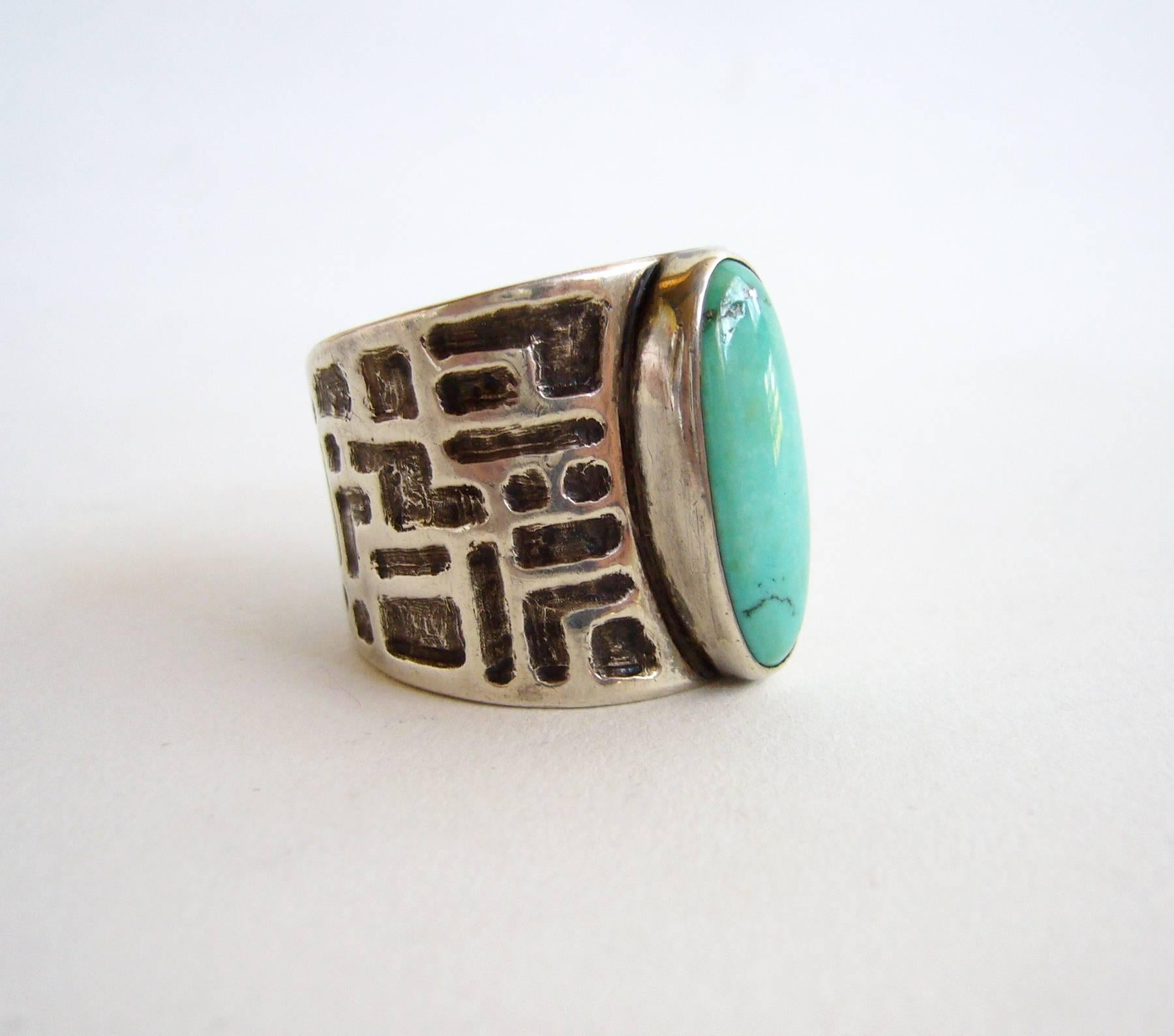 Jack Nutting Turquoise Sterling Silver Ring  In Excellent Condition In Palm Springs, CA