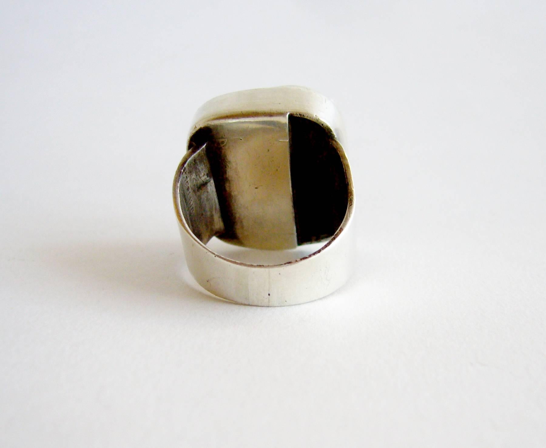 Men's Ed Wiener Studio Sterling Silver and Wood Gentleman's Ring