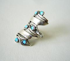 1970s Black Opal Sterling Silver Elongated Ring