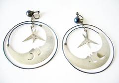 Los Castillo Mexican Sterling Silver Moon And Stars Mobile Earrings
