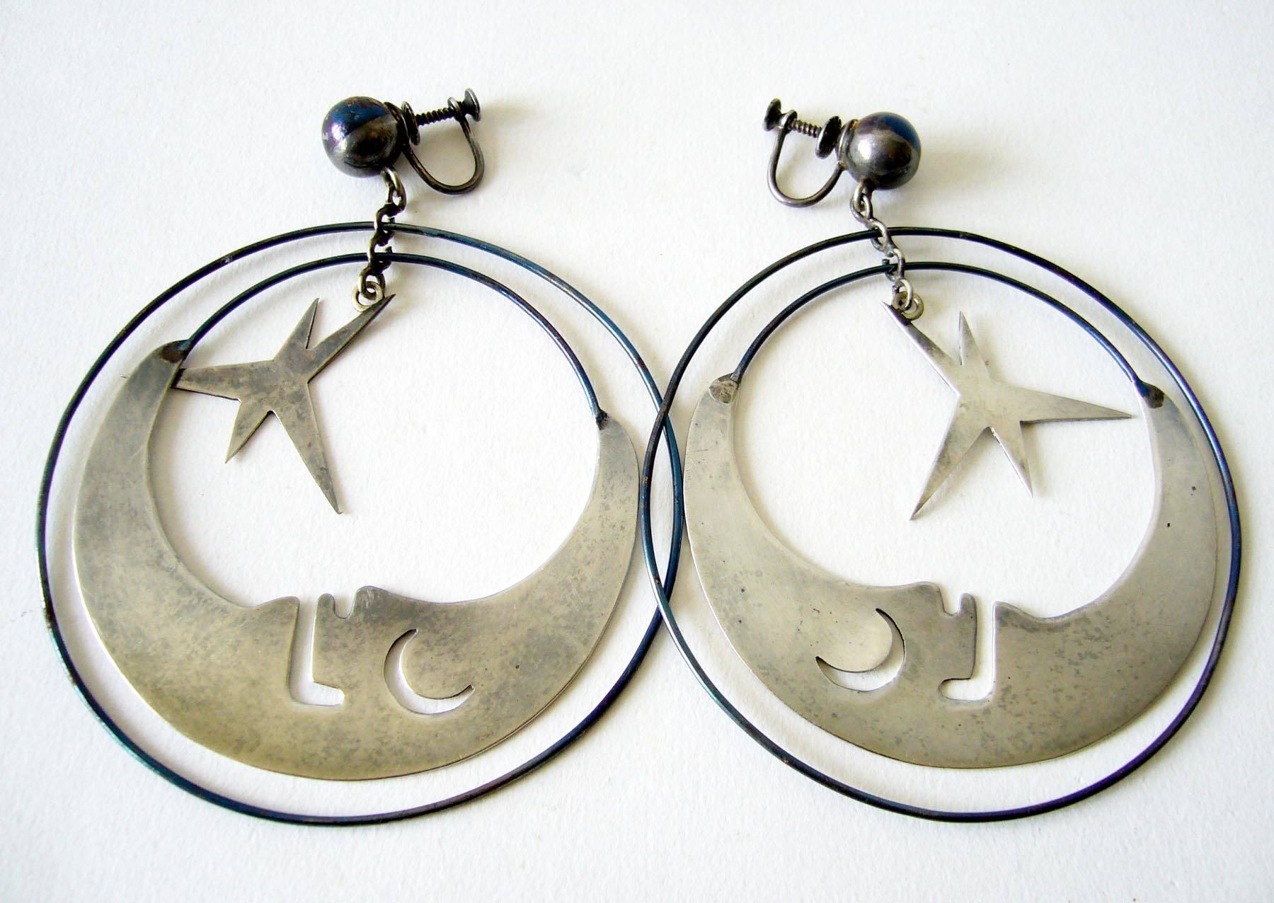 sterling silver moon and star earrings