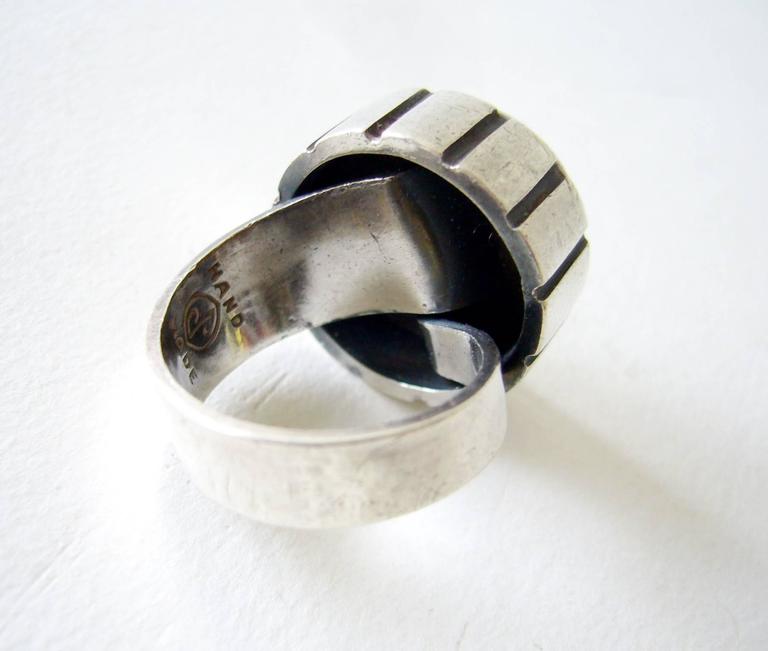 James Parker Sterling Silver Abstract American Modernist Ring In Good Condition For Sale In Los Angeles, CA