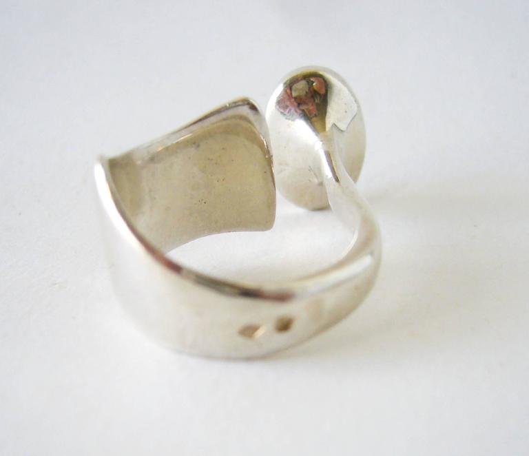 Women's Smokey Quartz Sterling Silver French Modernist Ring For Sale