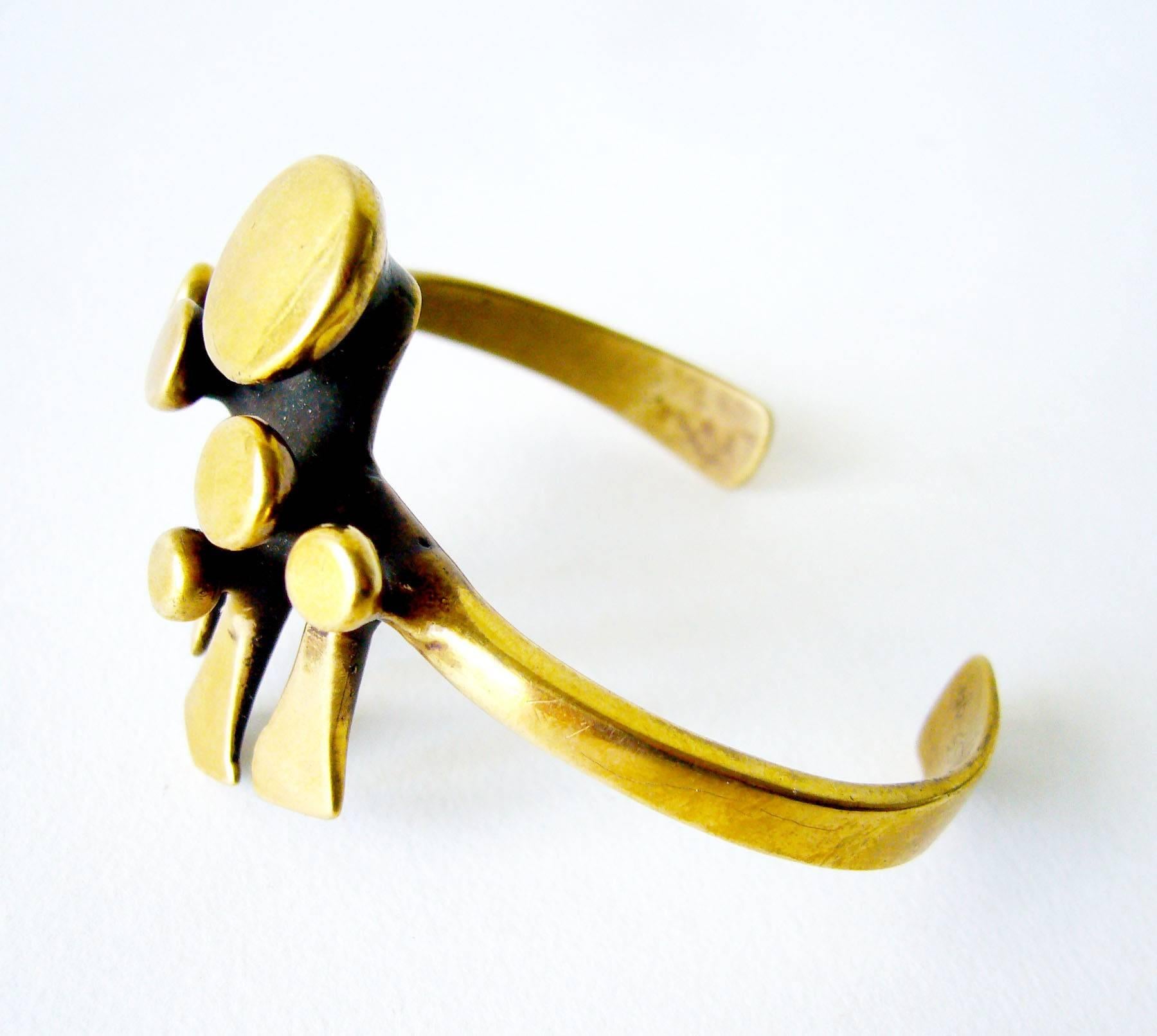 Modernist Richard Lawless Bronze Brutalist Spore Cuff Bracelet