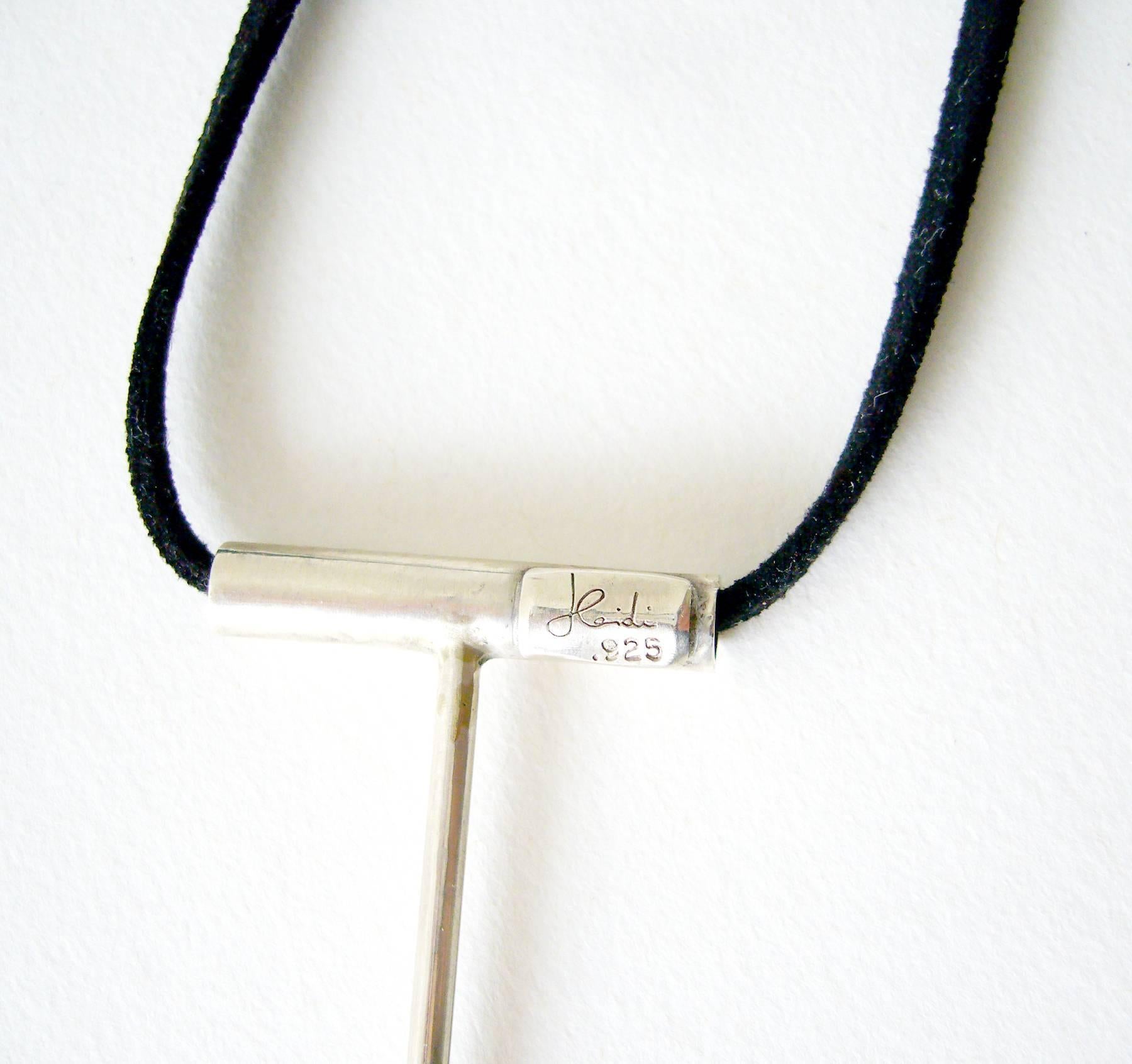 Heidi Abrahamson Sterling Pearl Minimalist Pendant Necklace In New Condition In Palm Springs, CA