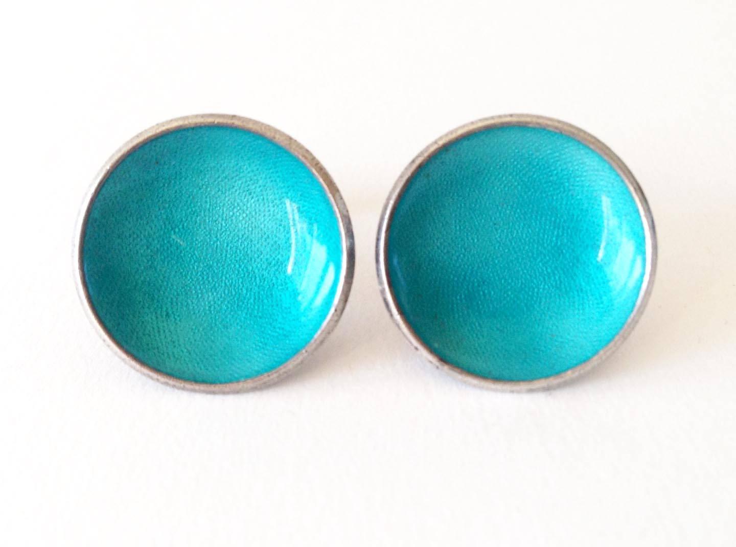 Sterling silver with turquoise guilloche enamel cufflinks created by Einar Modahl, of Norway.  Cufflinks measure 1