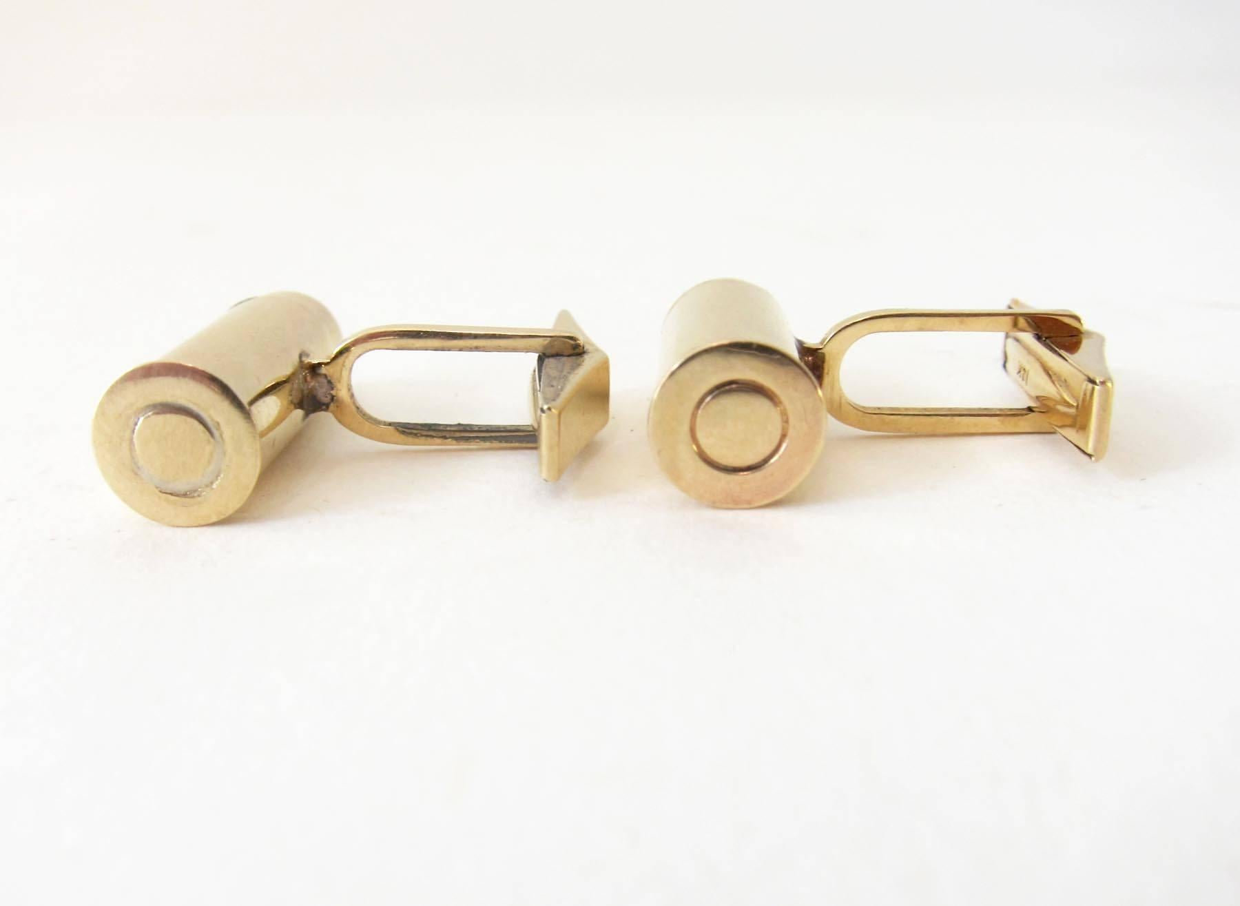 1960's Gold Bullet Modernist Cufflinks 1