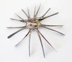 Robert Trout Sterling Silver Pearl California Studio Modernist Starburst Brooch