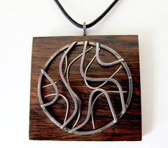 Milton Cavagnaro Sterlingsilber Exotisches Holz Kalifornien Modernistische Halskette