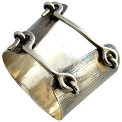 Sterling Silver Wide Slave Cuff Bracelet