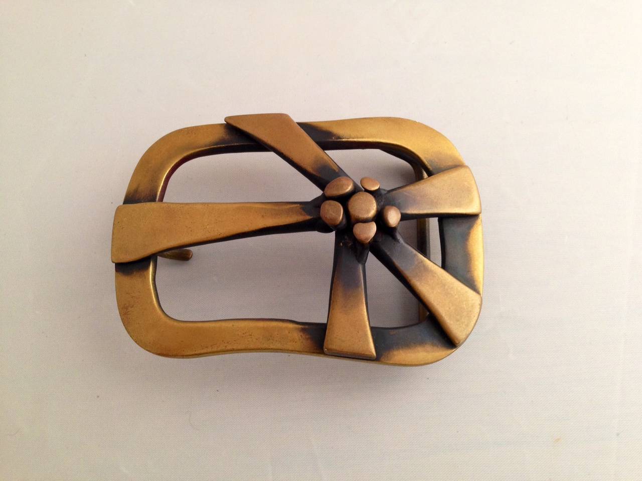 Large, bronze belt buckle created by Jack Boyd of San Diego.  Buckle measures 3 5/8