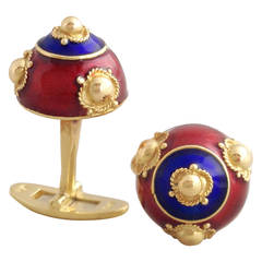 Vintage Neiman Marcus Enamel Gold Cufflinks