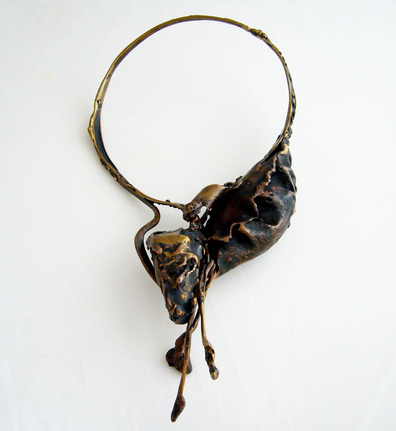 Copper Onyx Organic Fringed Pod Necklace For Sale at 1stdibs