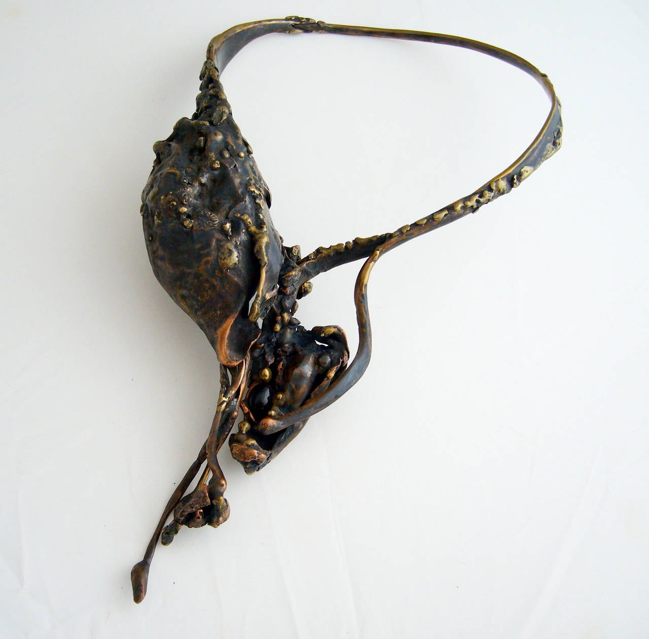 Copper Onyx Organic Fringed Pod Necklace For Sale at 1stdibs
