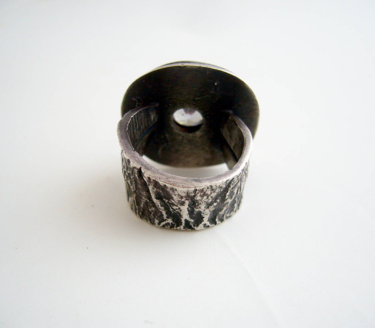 James Parker Amethyst Sterling Silver Brutalist Ring In Good Condition In Palm Springs, CA