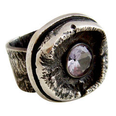 James Parker Amethyst Sterling Silver Brutal Ring 5