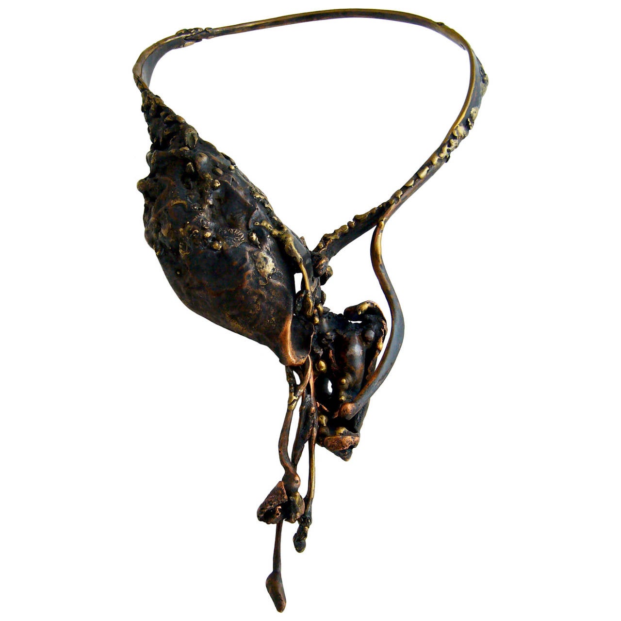 Copper Onyx Organic Fringed Pod Necklace For Sale at 1stdibs