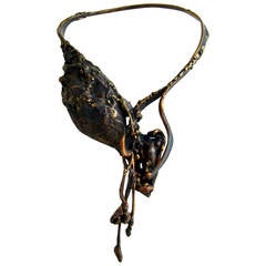 Handmade Copper Onyx Organic Fringed Artisan Pod Necklace