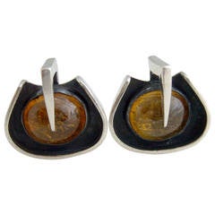 Margaret De Patta Amber Sterling Silver Cufflinks 12