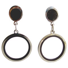 Jose Maria Puig Doria Sterling Wood Hoop Earrings