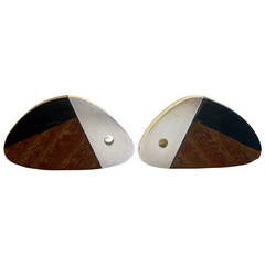 Esther Lewittes Walnut Sterling Silver Modernist Cufflinks