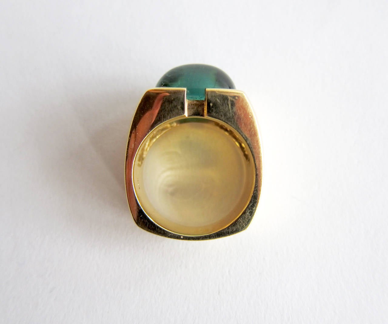 Women's or Men's Tourmaline Cabochon Gold Gentleman's Ring