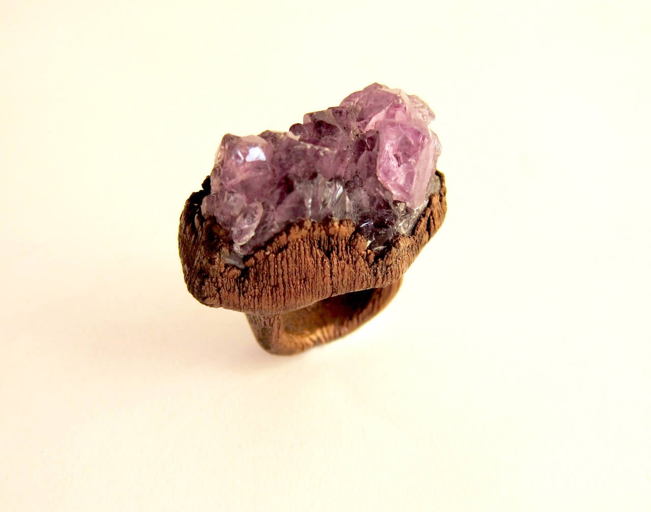 Druzy Amethyst Copper Ring In Good Condition In Palm Springs, CA