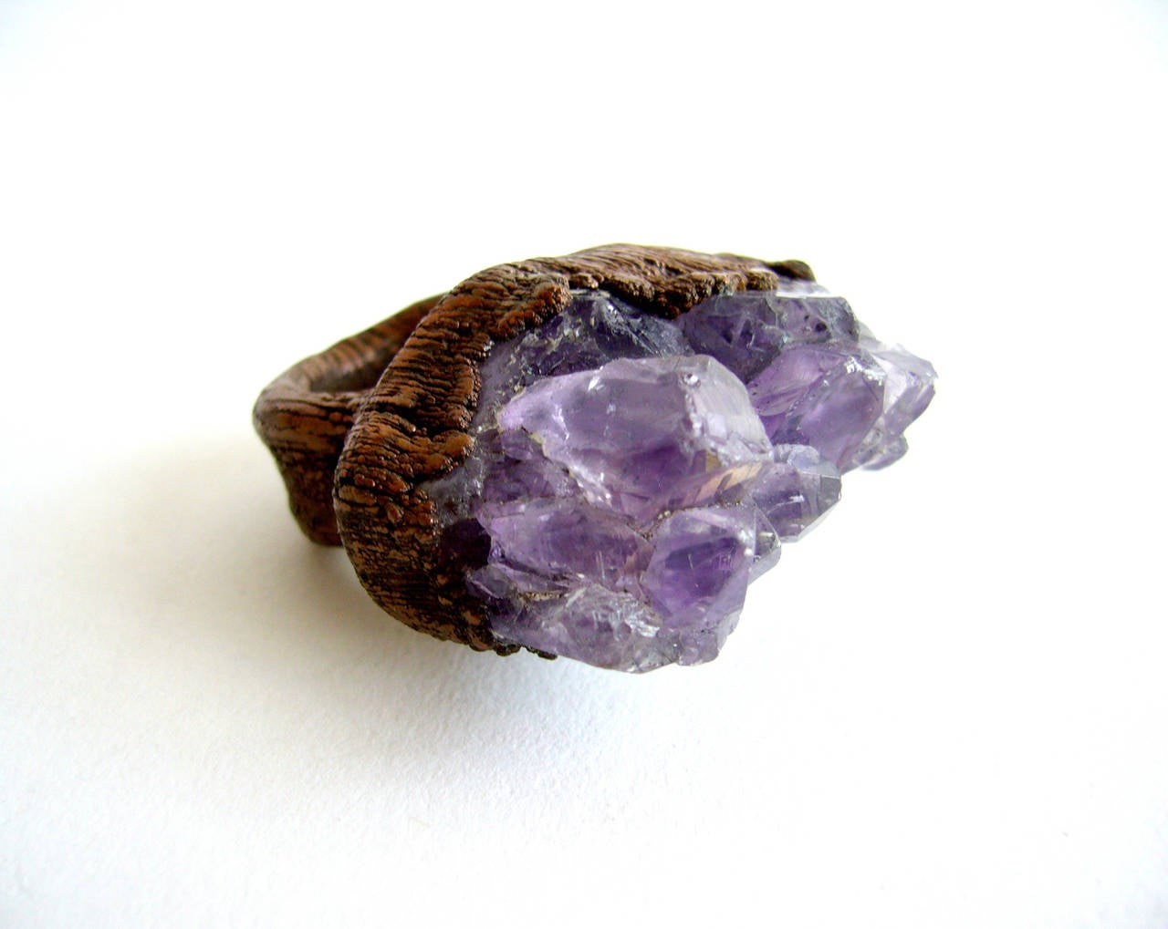 Women's Druzy Amethyst Copper Ring